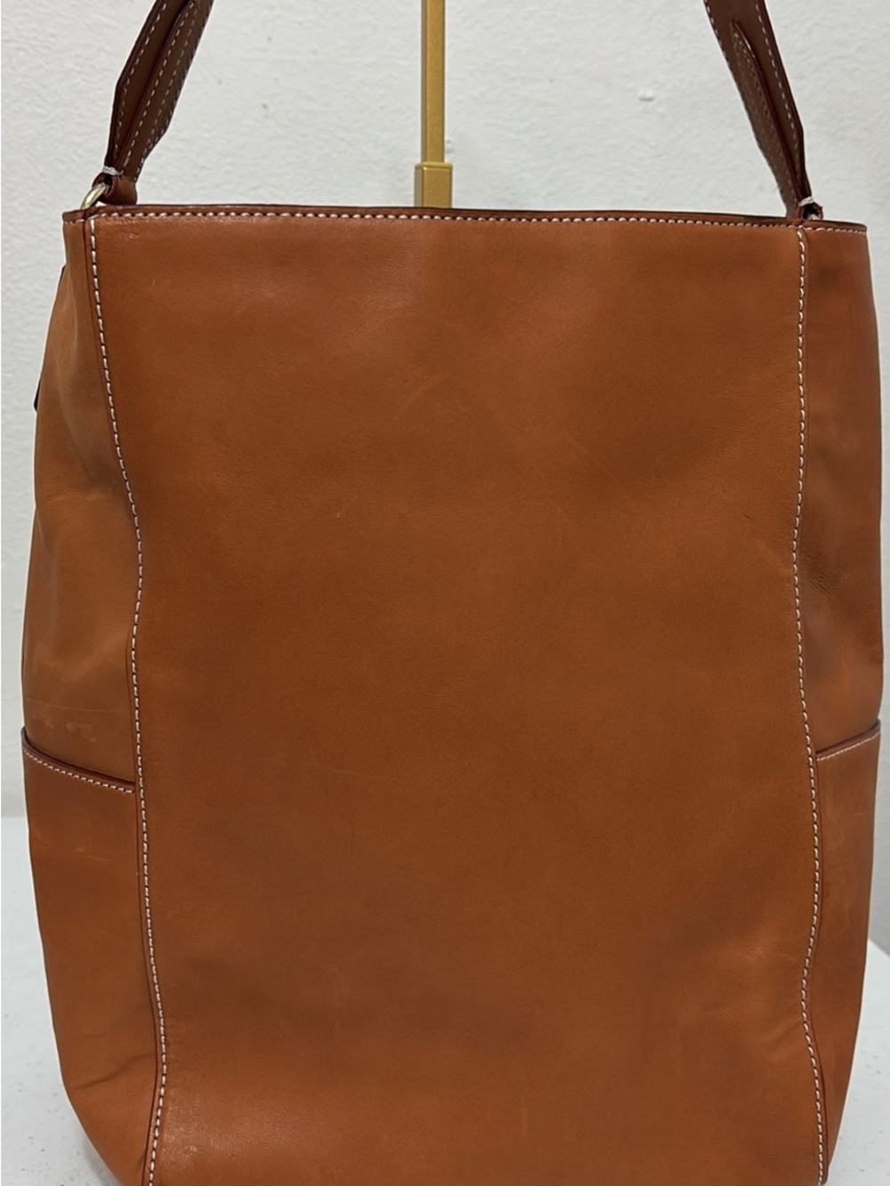 J. McLaughlin Tan Leather Shoulder Tote